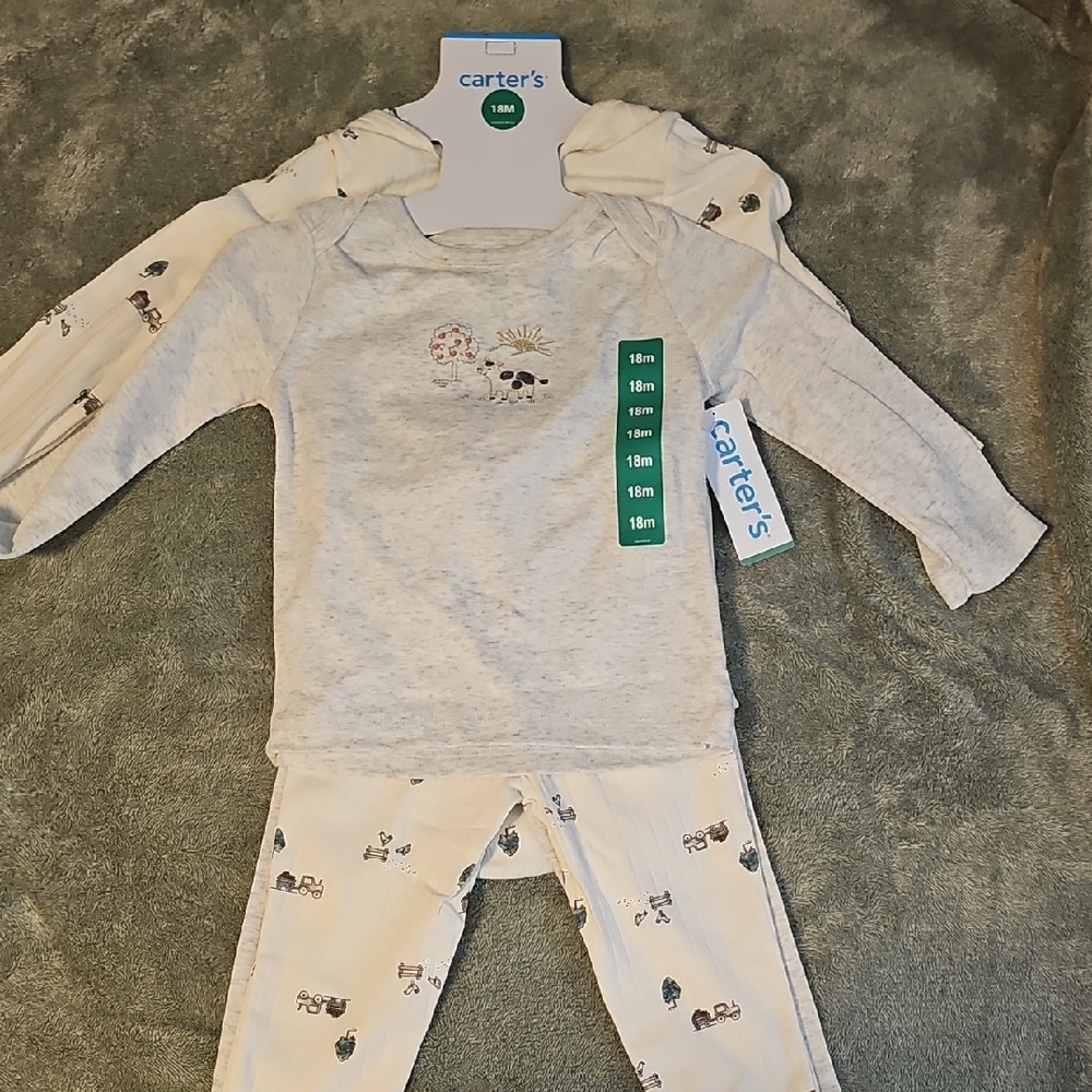 Carter's Cream and Gray Baby Outfit Set